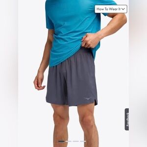 NWT Men's Hoka Glide 7" Short 2in 1 in charcoal grey.